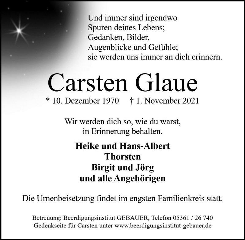 Erinnerungsbild für Carsten Glaue