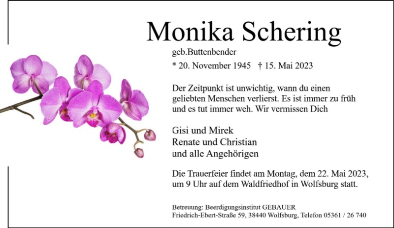 Erinnerungsbild für Monika Schering